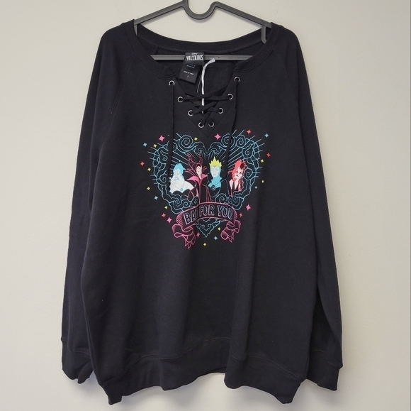 Torrid Disney Villains Anitvday Bad for you Sweatshirt Black 1X - Picture 3 of 8